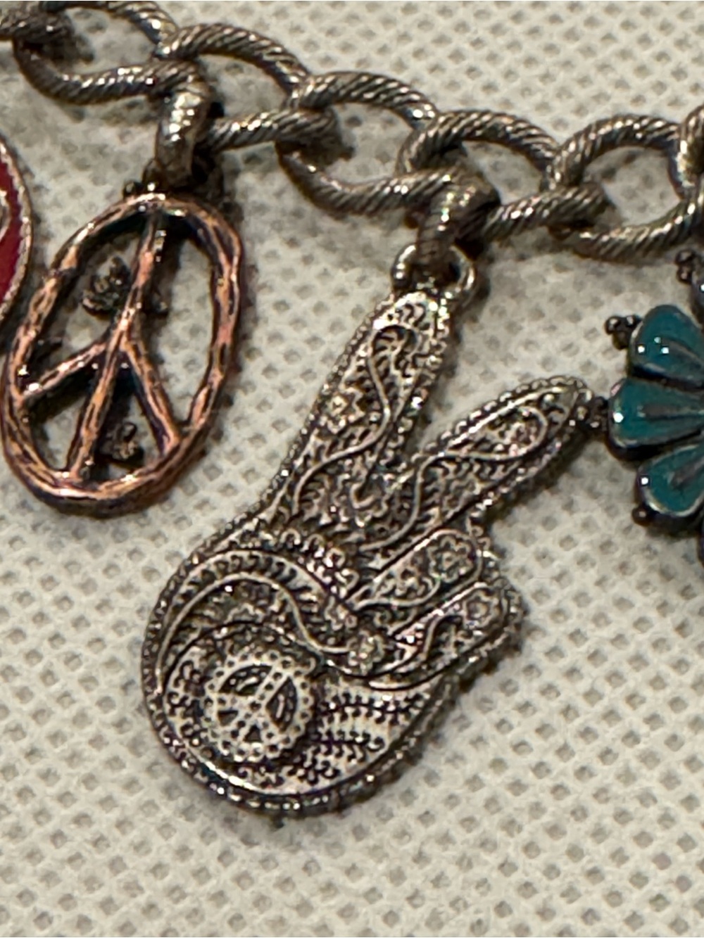 Lucky Brand Mixed Metal Charm Bracelet with Turquoise Flower Charm, 8” - Picture 4 of 6